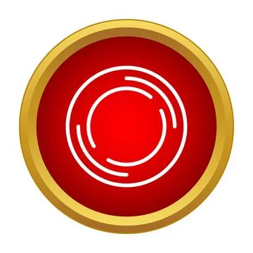 Recording symbol icon on red button with gold border Stock Illustration
