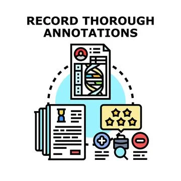 Recording thorough annotations for data analysis and evaluation Stock Illustration