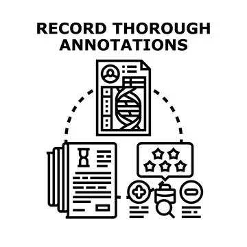 Recording thorough annotations for data analysis and evaluation Illustrazione stock
