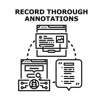 Recording thorough annotations data linking process Stock Illustration