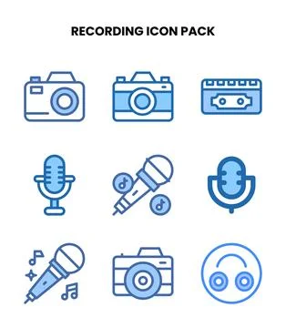 Recording Two Colour Graphics Icons Pack Stock-Illustration