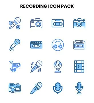 Recording Two Colour Set Icons Pack Illustrazione stock
