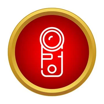 Recording video camera gadget icon in red circle Stock Illustration
