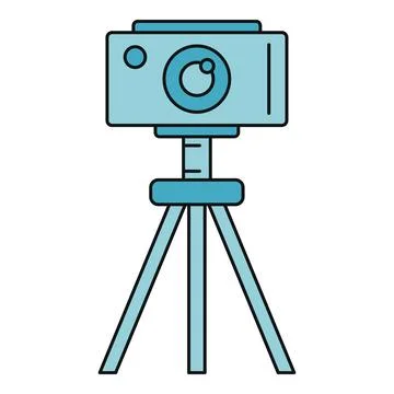 Recording video on camera with tripod flat icon Stock Illustration