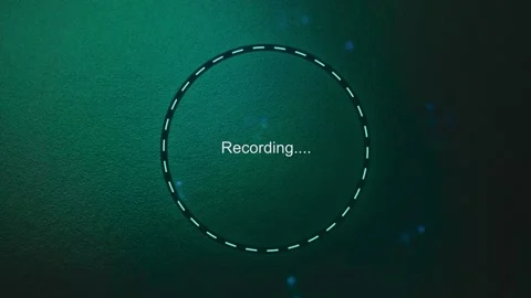 Recording video with digital circle on textured dark green background Stock Footage 327575903