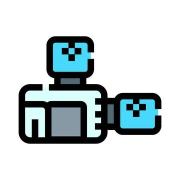 Recording video with a pixelated retro camera icon Stock Illustration