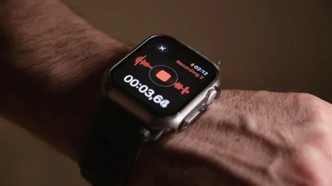 Recording Voice Message Using Smartwatch Close Up Stock Footage 329103918