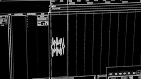 Recording Waveform in DAW Black and White Outline Video stock 96878725