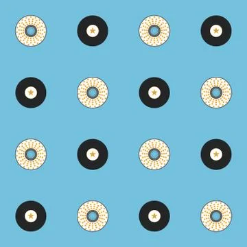 Records and CDs vector seamless pattern Illustrazione stock