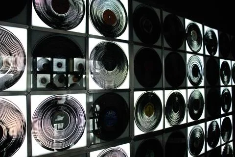 Records displayed on a wall Stock Photos