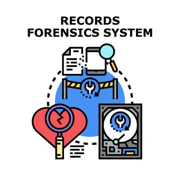 Records forensics system, digital data recovery concept Stock Illustration