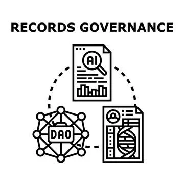 Records governance managing various data types, combining artificial intellig Stock Illustration