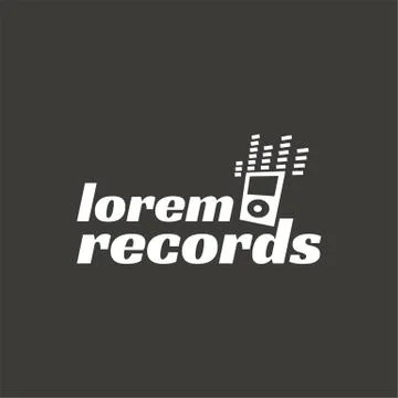 Records, music recordign studio vector logo label, badge, emblem logo with Stock-Illustration