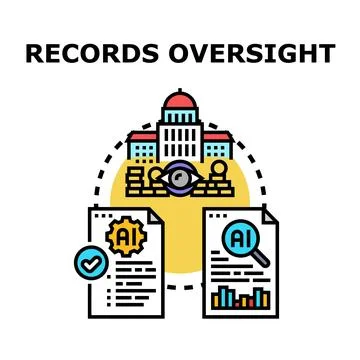 Records oversight illustrating data management and regulation Stock Illustration