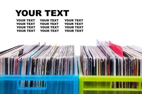 Records in plastic boxes 写真素材