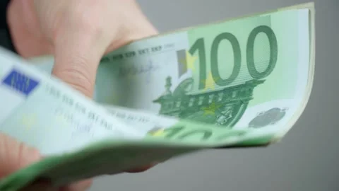 Recounting of the euro. Close up Stock Footage 156033461