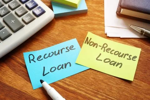 Recourse Loan or Non-Recourse Loan choosing. Color memo sticks Stock Photos