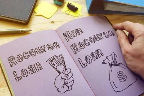 Recourse Loan vs. Non-Recourse Loan is shown on the business photo Foto stock