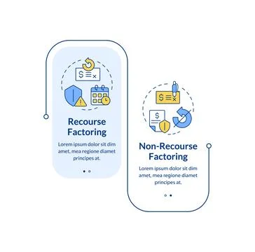 Recourse VS non-recourse factoring rectangle infographic vector Stock Illustration