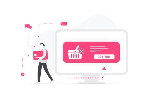 Recover abandoned carts in e-commerce concept. Sending personal marketing emails Stock Illustration