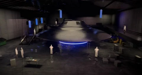 Recovered Alien UFO in Hangar Video stock 155039730