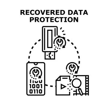 Recovered data protection cyber security concept Stock Illustration