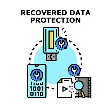 Recovered data protection cyber security concept Stock Illustration