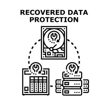 Recovered data protection securing database server storage Stock-Illustration