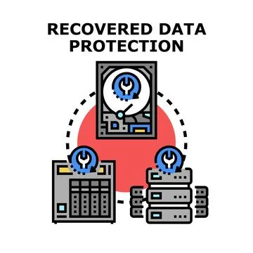 Recovered data protection securing database server storage Stock Illustration