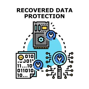 Recovered data protection securing digital information process Stock Illustration