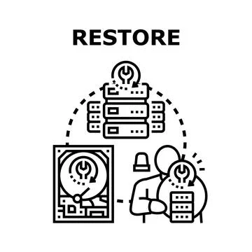 Recovering data from server and hard disk storage Illustrazione stock