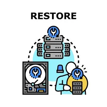 Recovering data from server and hard disk storage Illustrazione stock