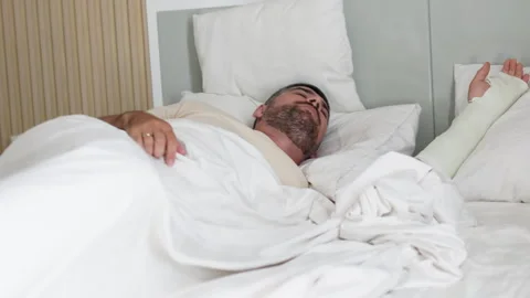 Recovering at home with a broken arm. Stock Footage 290843053