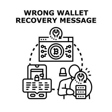 Recovering lost cryptocurrency wallet access code Stock Illustration