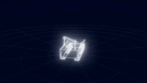 Recovery blueprint self assembling turntable technical drawing 3D animation Vídeos de archivo 342242255