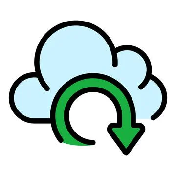 Recovery data cloud icon color outline vector Illustrazione stock
