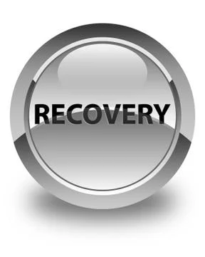 Recovery glossy white round button Illustrazione stock
