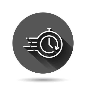 Recovery icon in flat style. Repeat clock vector illustration on black round  Illustrazione stock