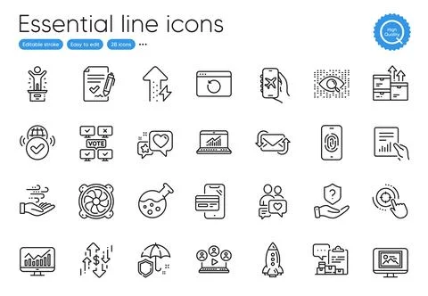Recovery internet, Refresh mail and Dollar rate line icons. For website Stock Illustration