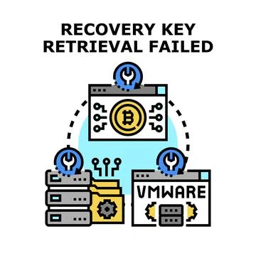 Recovery key retrieval failure for digital assets 스톡 일러스트