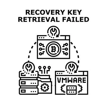 Recovery key retrieval failure for digital assets Illustrazione stock
