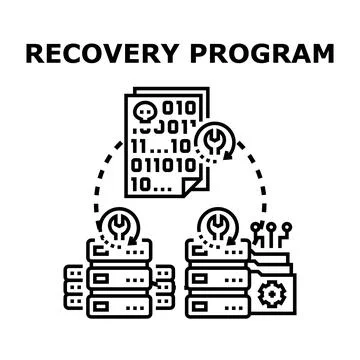 Recovery program restoring corrupted data from servers 库存插图