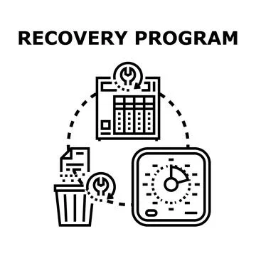 Recovery program restoring deleted digital data Stock Illustration