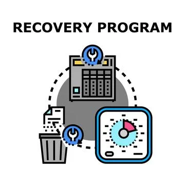 Recovery program restoring deleted digital data Stock Illustration
