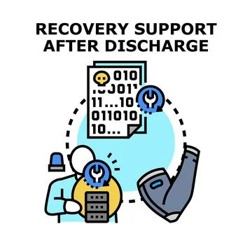 Recovery support after a data discharge concept Stock Illustration