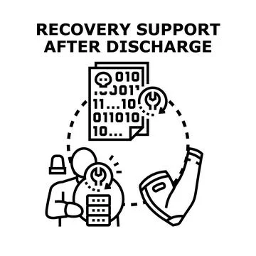 Recovery support after a data discharge concept Stock Illustration