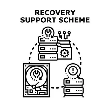 Recovery support scheme for data and system error Stock Illustration