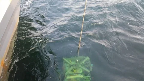 Recovery underwater robot from the seabed during a big wave Stock Footage