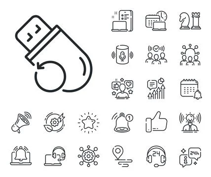 Recovery usb memory line icon. Backup data sign. Restore information Vector 스톡 일러스트