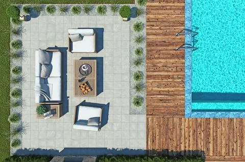 Recreation area with sofas top view Stock Illustration